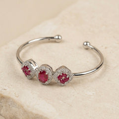 Ruby radiance silver kada for women