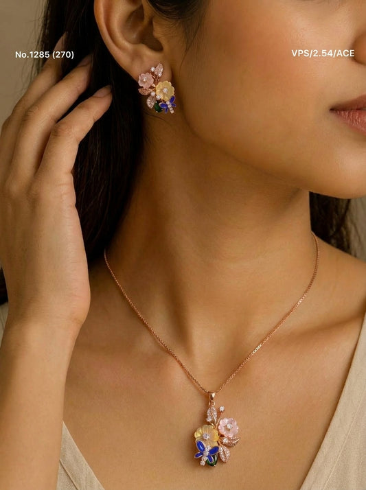 Ivory glow silver pendant set for women