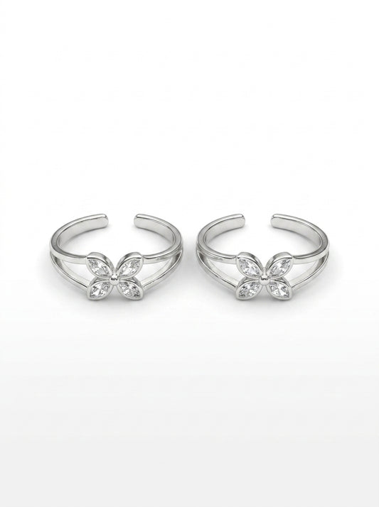 Star harmony silver toerings for women