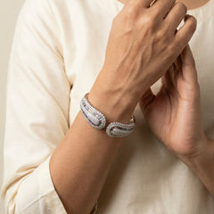 Multi shine spark silver kada for women