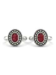 Noor fern oxidised silver toerings for women