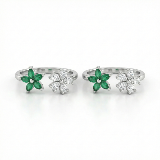 Flora dew silver toerings for women