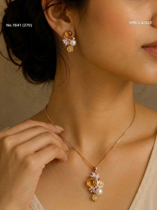Pearl grace silver pendant set for women