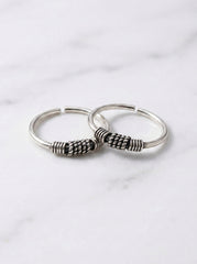 Zariya oxidised silver toerings for women