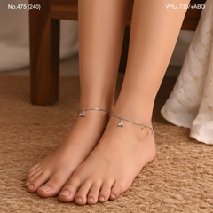 Silver beads and blooms charms Payal for women