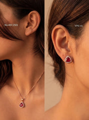 Garnet glow silver pendant set for women