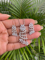 Royal petals silver pendant set for women
