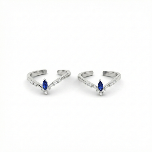 Blue pop silver toerings for women
