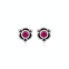 Violet rosebud silver stud