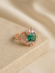Emerald glowstone silver ring for women