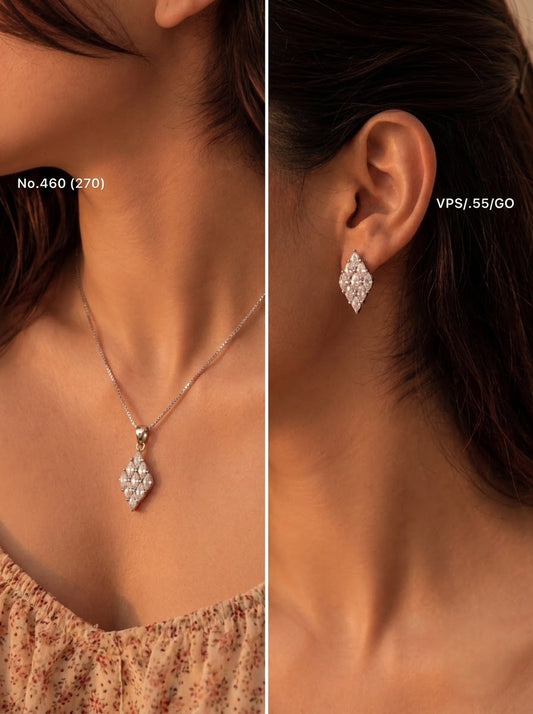 Twinkling grace silver pendant set for women