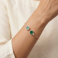 Green radiance silver kada for women