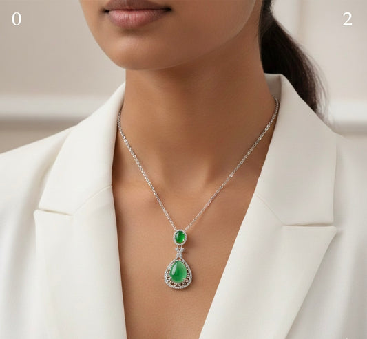 Royal Green Drop silver chain pendant