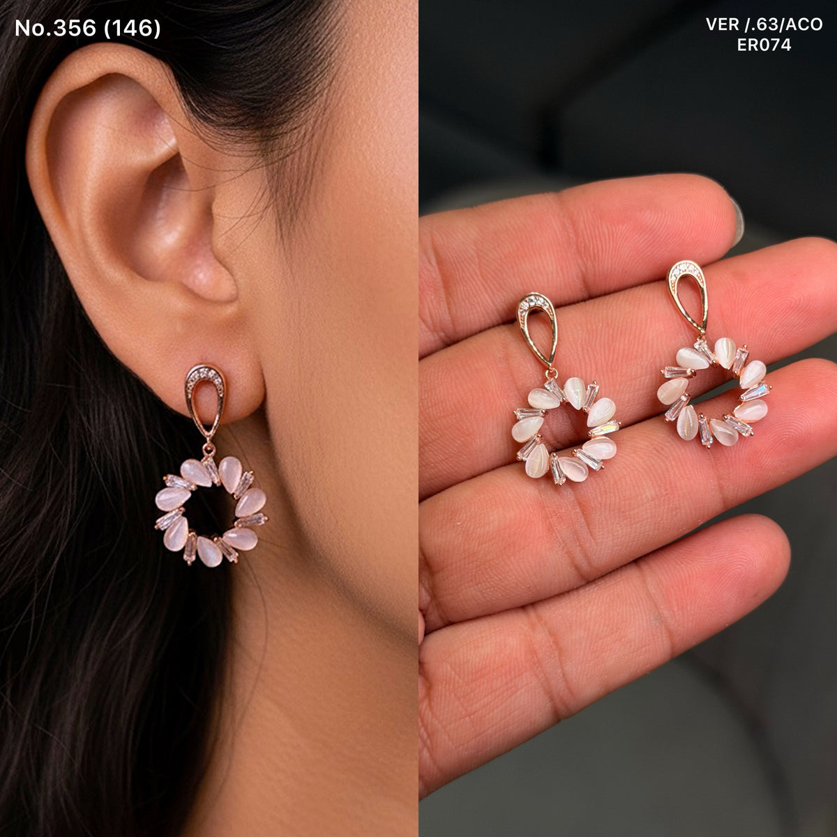 Soft petal swing silver earrings
