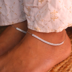 TwinGleam Silver Payal for Women