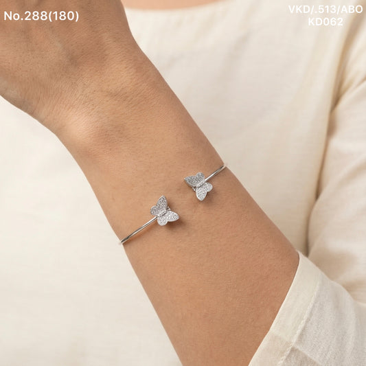 Twin flutter spark silver kada for women