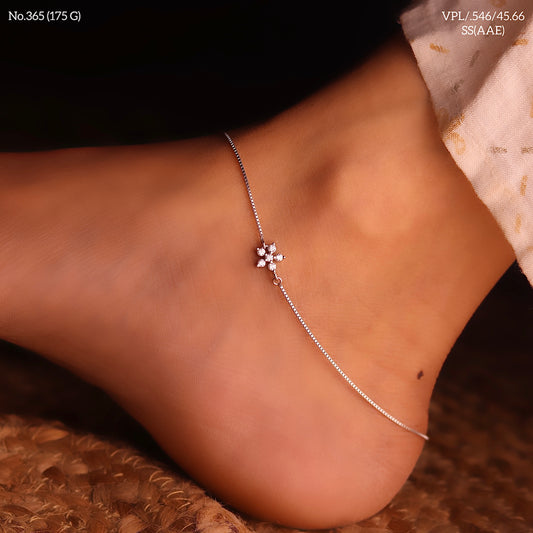 Dew petal silver payal for women