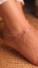 Silver Pink Blossom Silver Payal