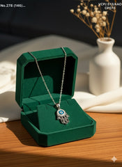 Evil eye sparkle silver chain pendant