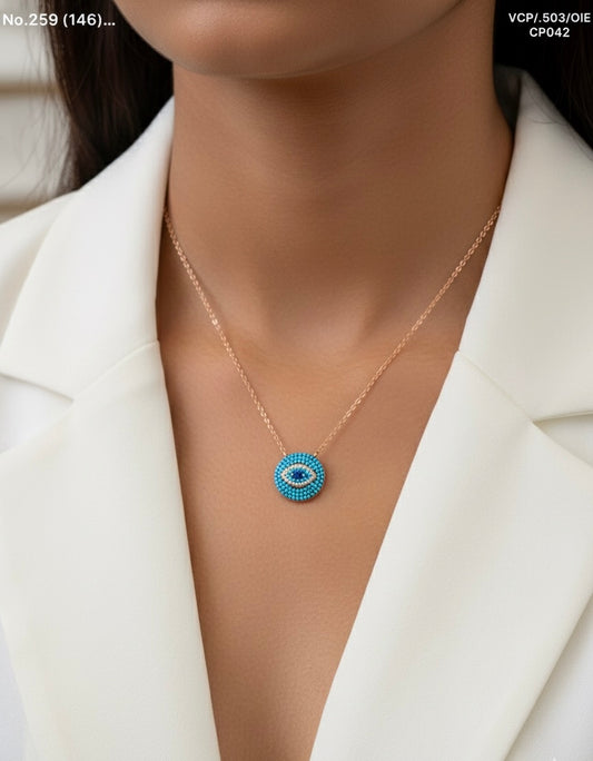 Zaria evil eye silver chain pendant
