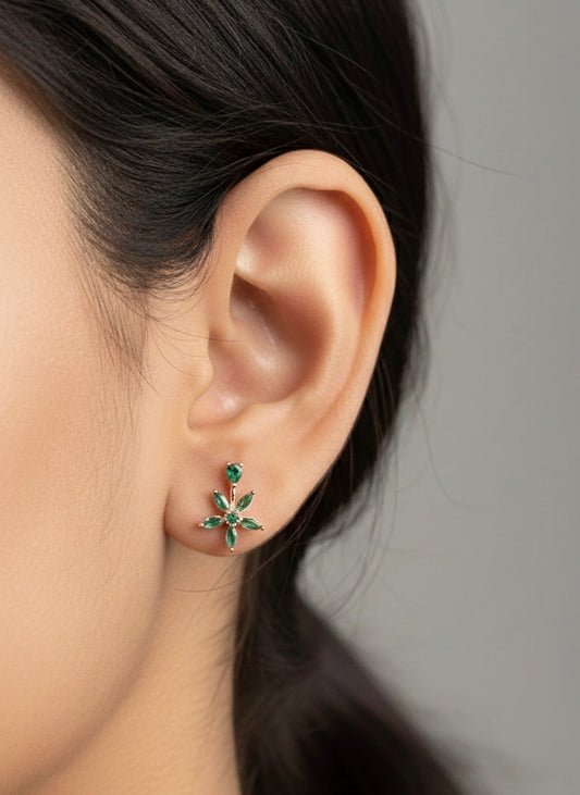 Leafy bloom silver stud