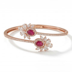 Flora red shine silver kada for women
