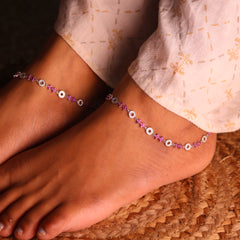 Pink Blossom Silver payal for women