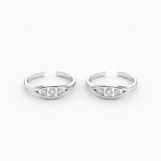 White charm silver toerings