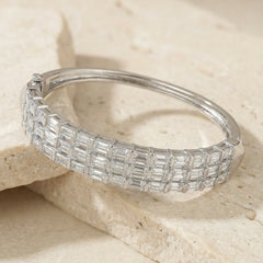 Diamond charmline silver kada for women