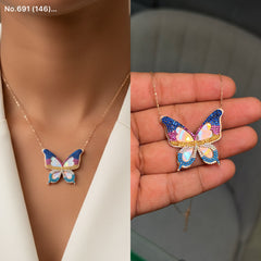 Butterfly mirage silver chain pendant