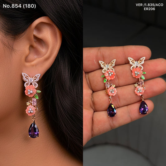 Vivid petal butterfly silver earrings