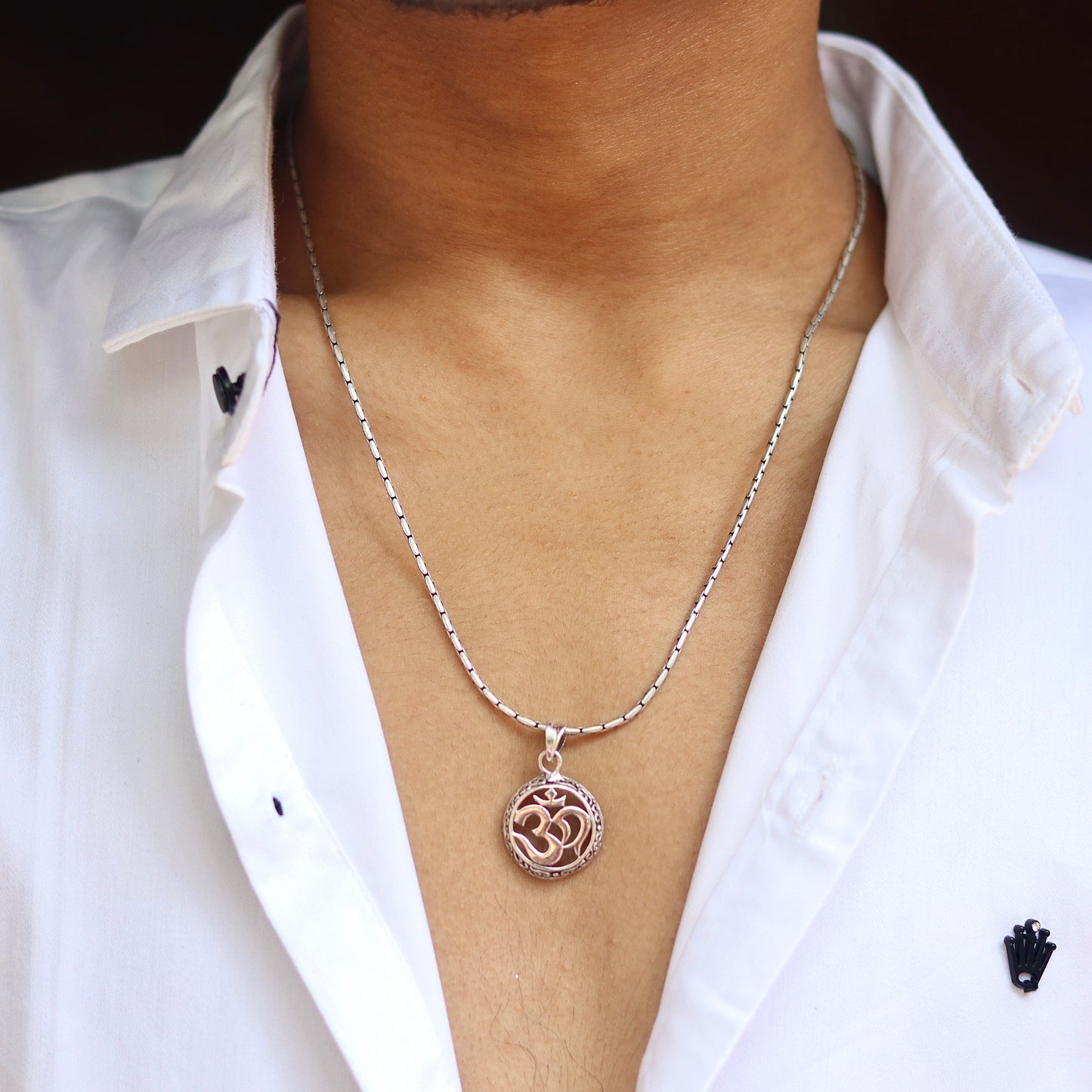 Om Aura Silver Pendant