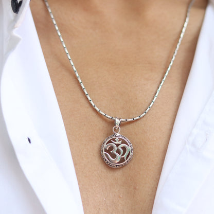 Om Aura Silver Pendant