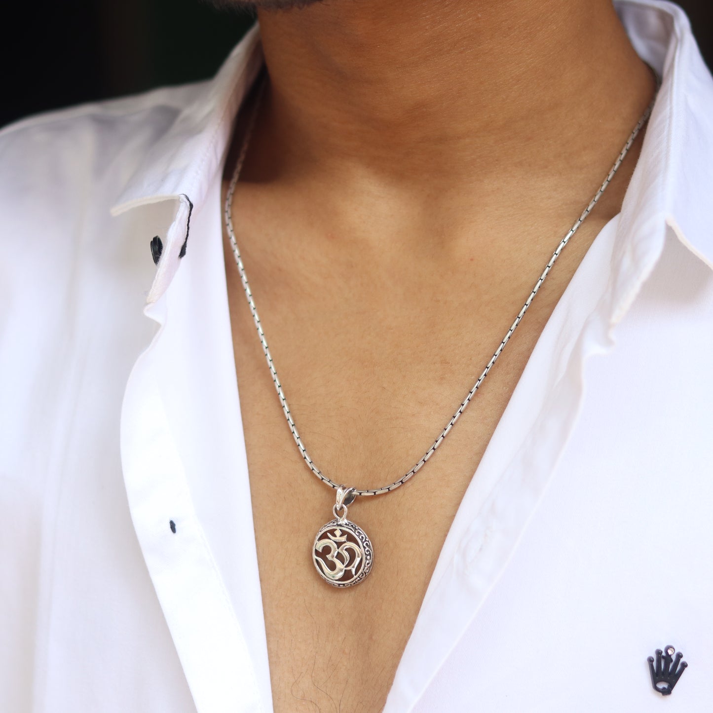 Om Aura Silver Pendant