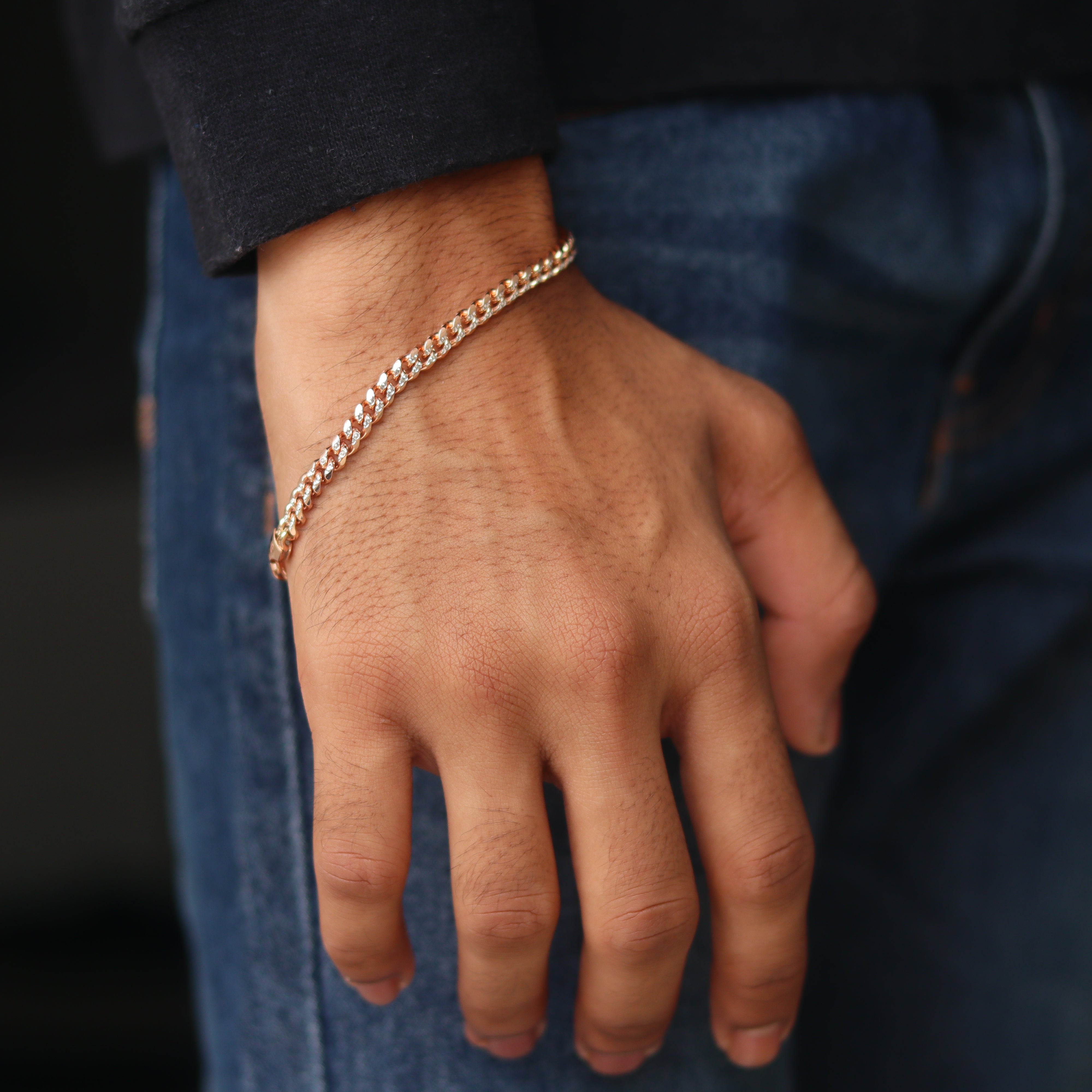 Italian Rose Gold Men's Bracelet – V ONE Jewellery - Main Image