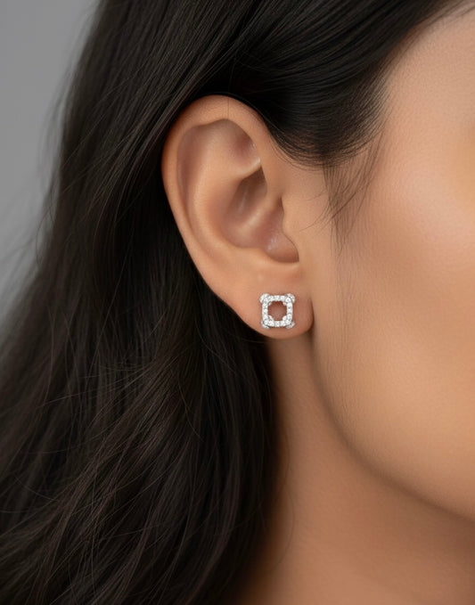 Zina halo silver stud