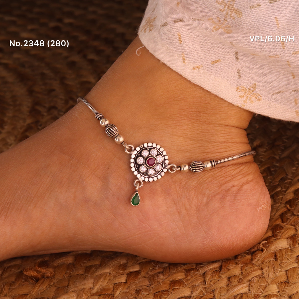 Maharani heritage oxidised silver Payal for women