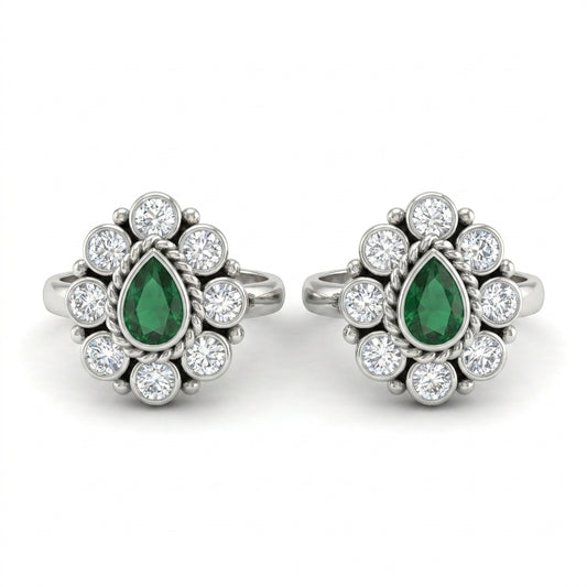 Ruhani oxidised silver toerings for women