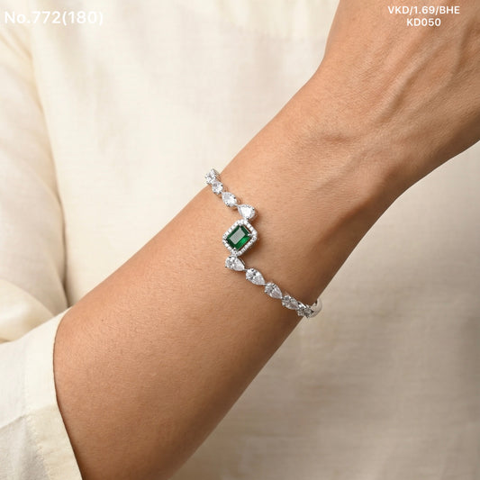 Green aura silver kada for women