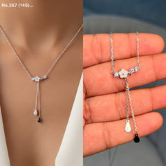 Diamond petal charm silver chain pendant