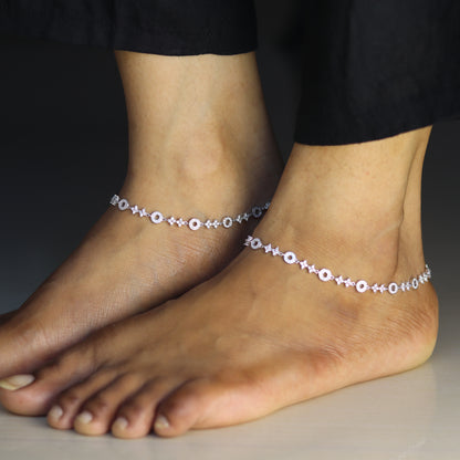 Silver Rhythm Charm Anklet