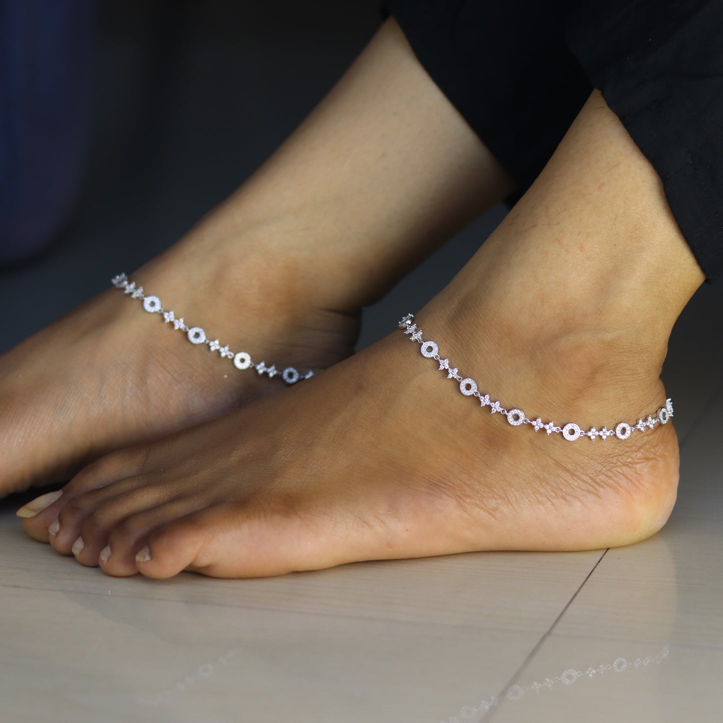 Silver Rhythm Charm Anklet