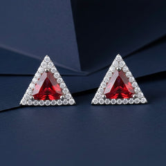 Crimson triangle silver stud