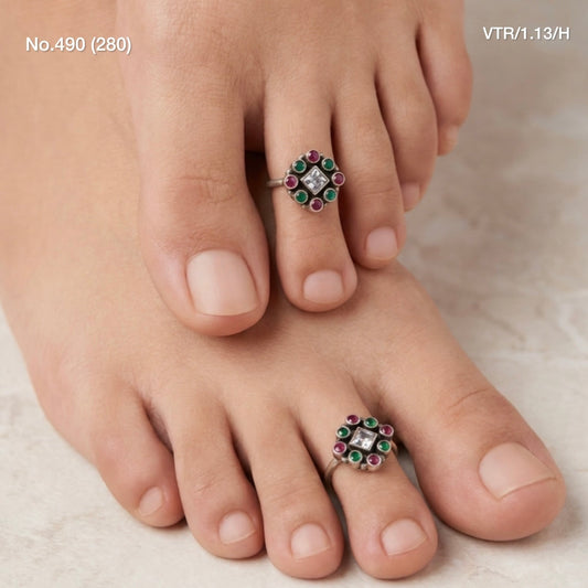 Flora charm silver toerings for women