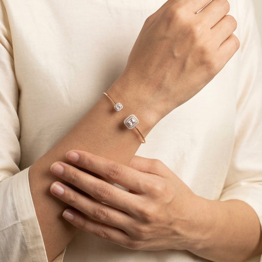 Crystal Twin Silver Kada for women