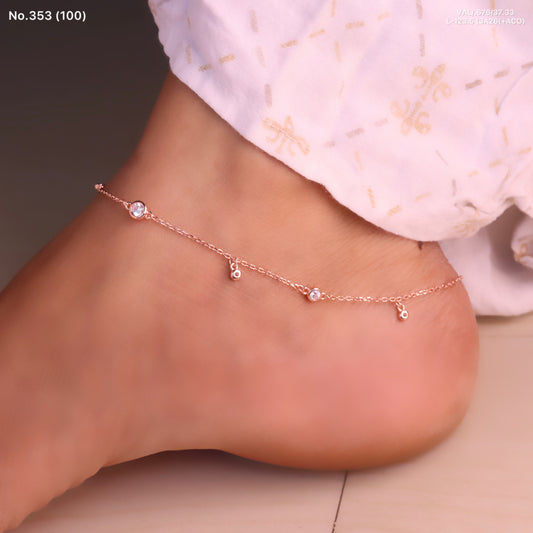 Sleek Chain Rose Gold Stone Payal for Women