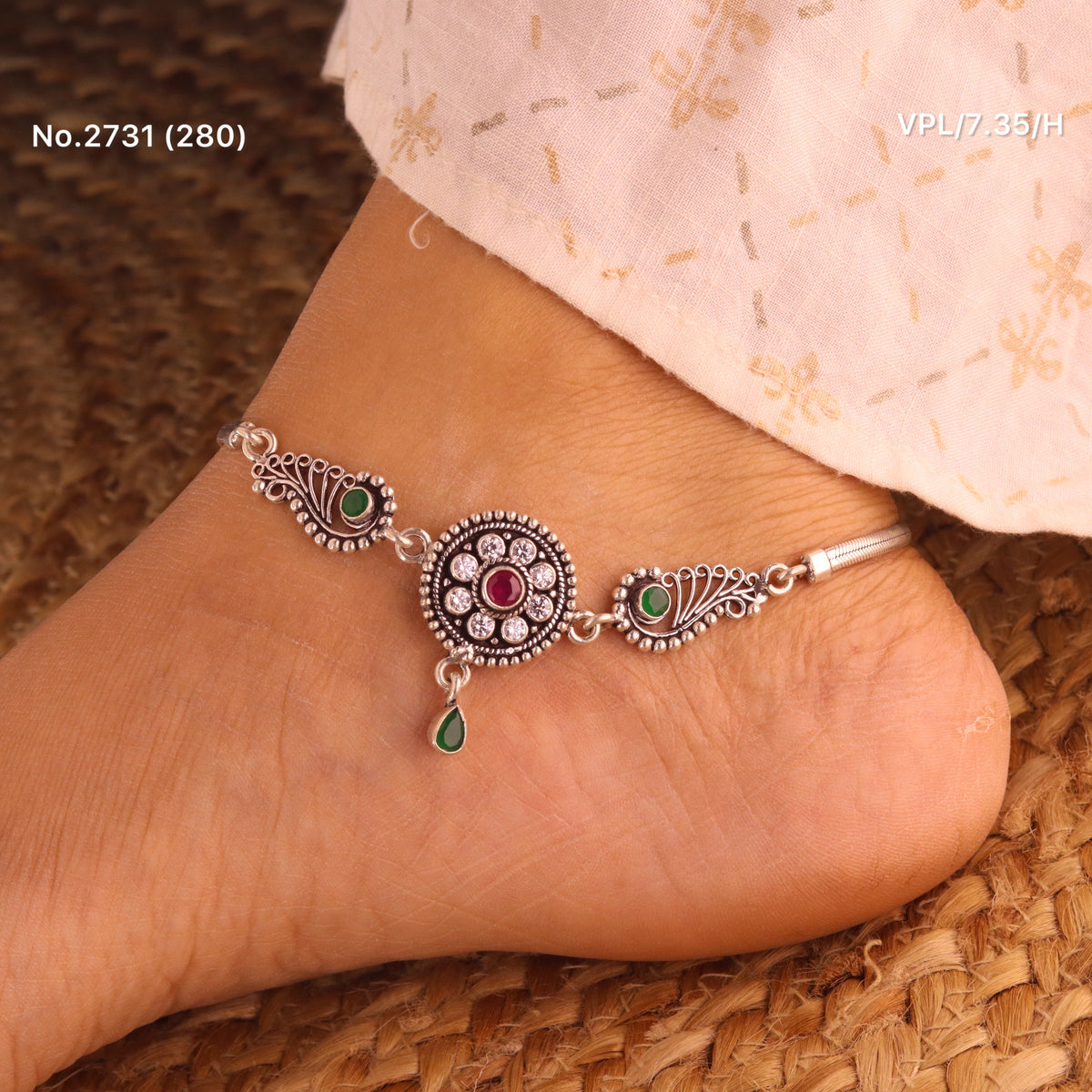 Ethnic Charm Jaipur Silver Anklets for Women