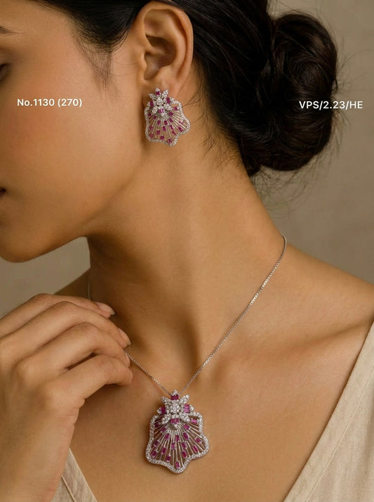 Roseshine silver pendant set for women
