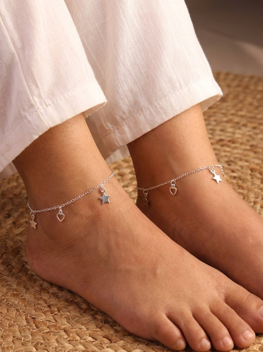 Starlight tassel silver Payal for women