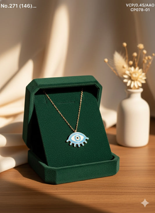 Evil eye charm silver chain pendant